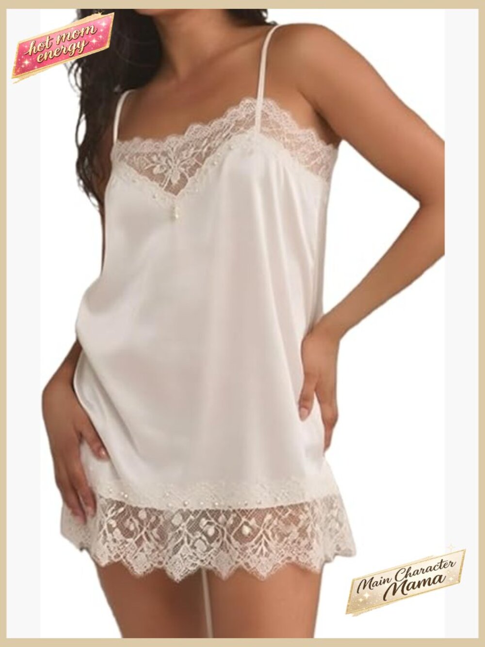 Satin Lace Trim Cami Top Spaghetti Strap Flowy Asymmetrical Hem Silky Layering